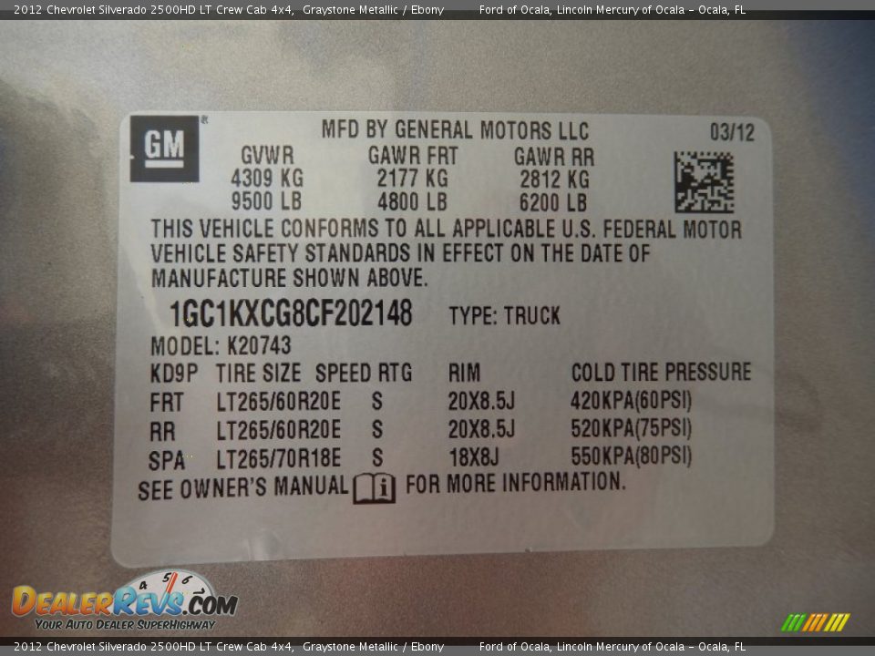 2012 Chevrolet Silverado 2500HD LT Crew Cab 4x4 Graystone Metallic / Ebony Photo #31
