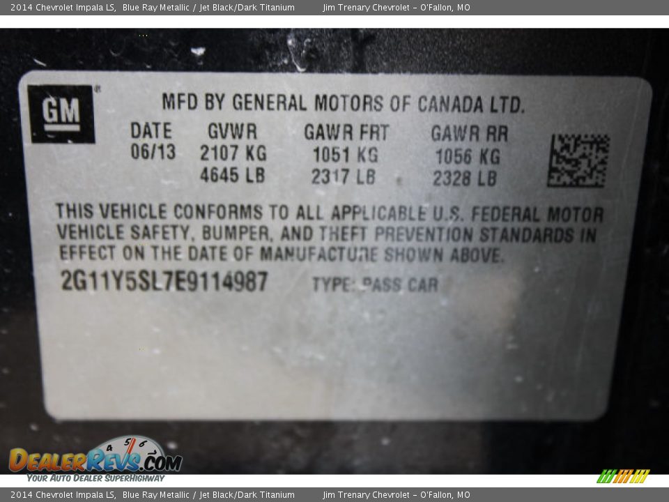 2014 Chevrolet Impala LS Blue Ray Metallic / Jet Black/Dark Titanium Photo #17