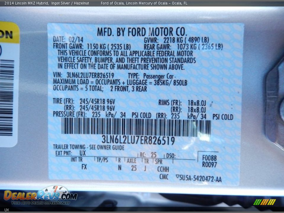 Lincoln Color Code UX Ingot Silver