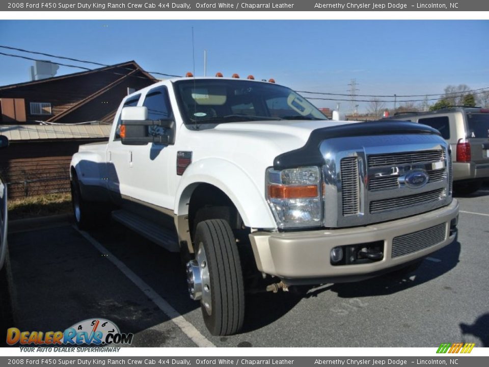 2008 Ford F450 Super Duty King Ranch Crew Cab 4x4 Dually Oxford White / Chaparral Leather Photo #2