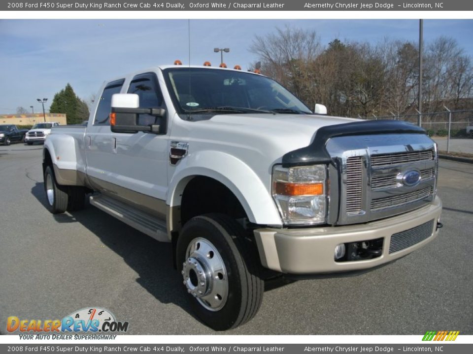 2008 Ford F450 Super Duty King Ranch Crew Cab 4x4 Dually Oxford White / Chaparral Leather Photo #4