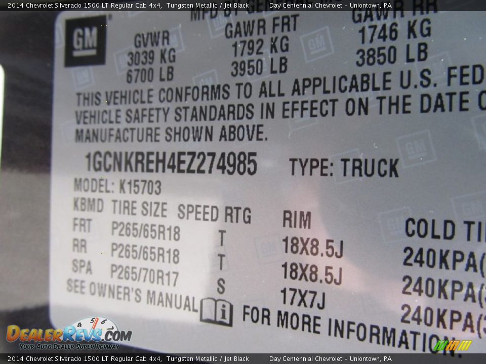 2014 Chevrolet Silverado 1500 LT Regular Cab 4x4 Tungsten Metallic / Jet Black Photo #19