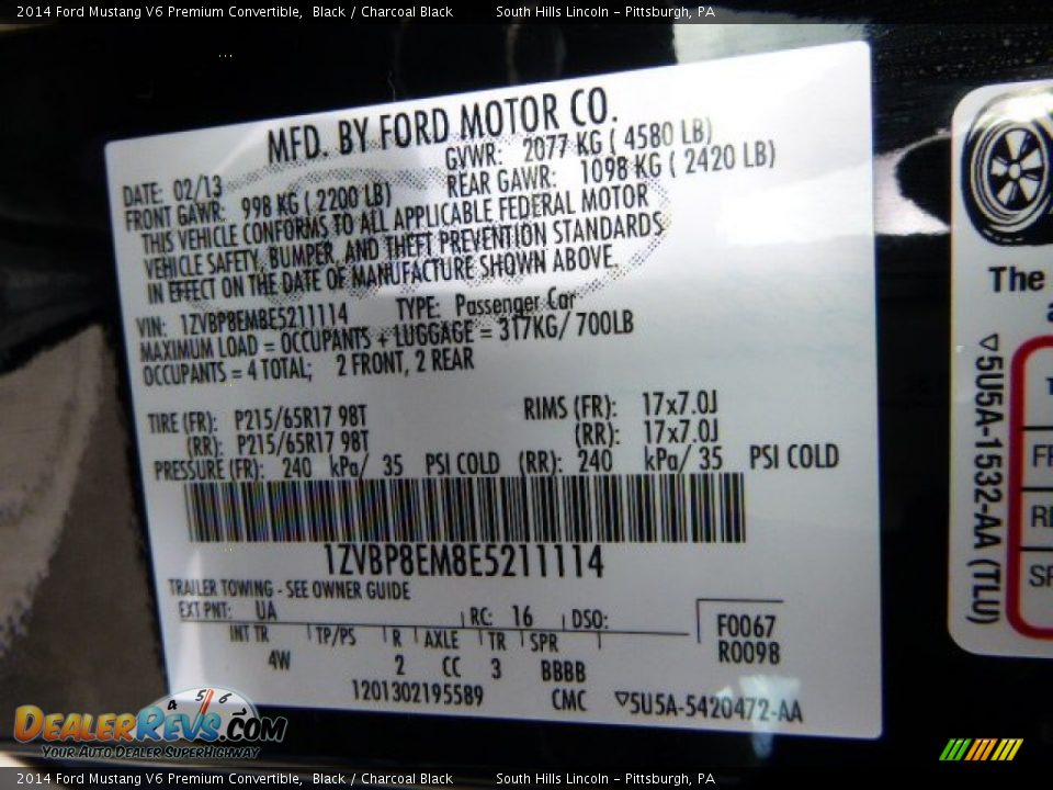 2014 Ford Mustang V6 Premium Convertible Black / Charcoal Black Photo #24