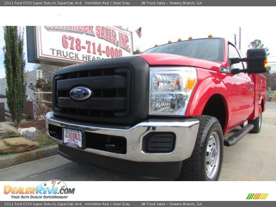 2011 Ford F250 Super Duty XL SuperCab 4x4 Vermillion Red / Steel Gray Photo #1