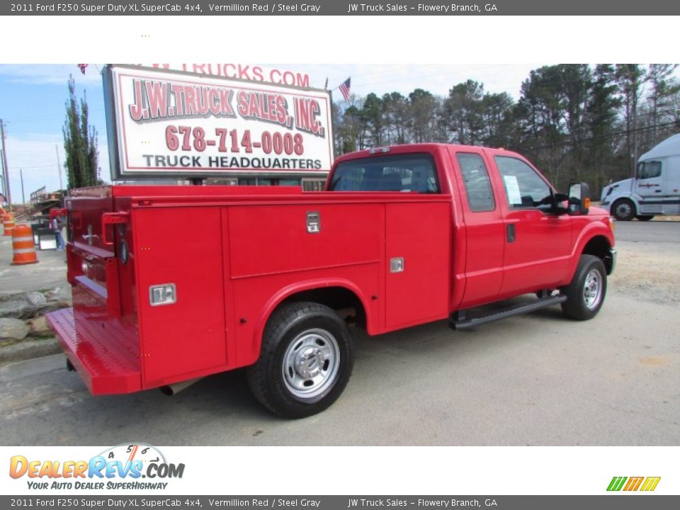 2011 Ford F250 Super Duty XL SuperCab 4x4 Vermillion Red / Steel Gray Photo #9