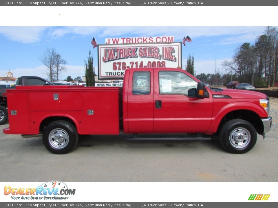 2011 Ford F250 Super Duty XL SuperCab 4x4 Vermillion Red / Steel Gray Photo #10