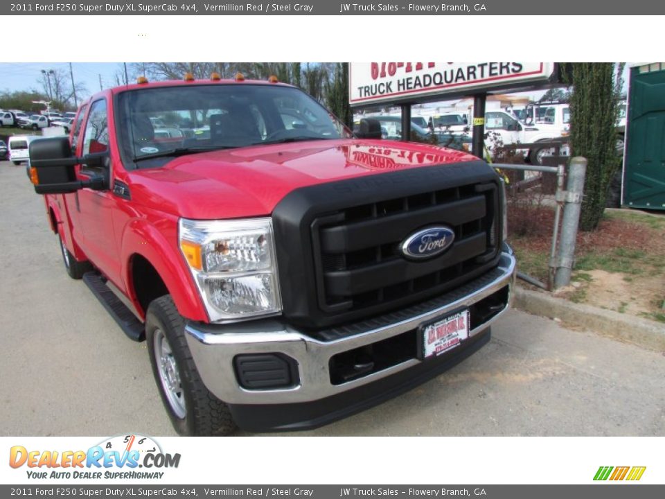 2011 Ford F250 Super Duty XL SuperCab 4x4 Vermillion Red / Steel Gray Photo #12