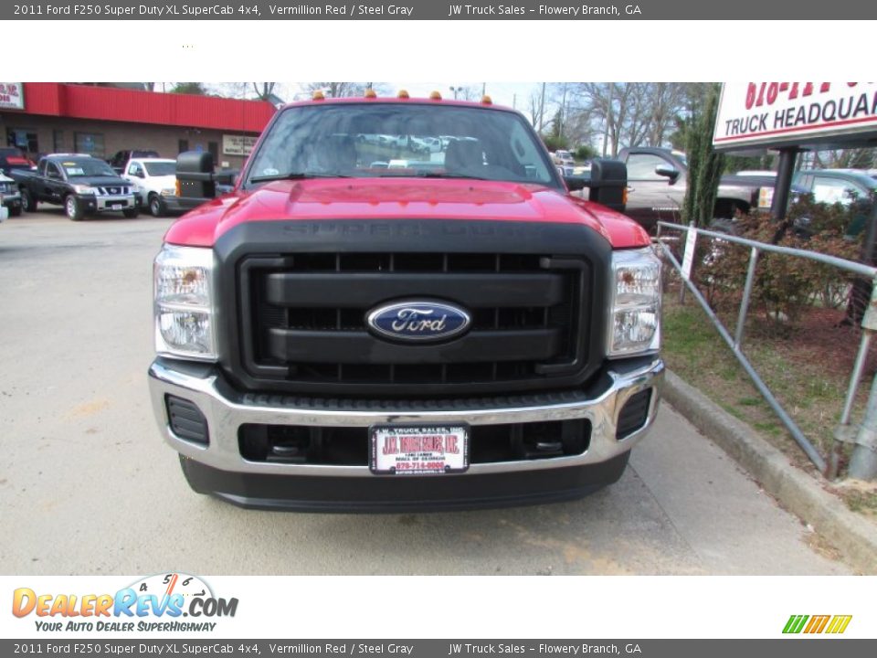 2011 Ford F250 Super Duty XL SuperCab 4x4 Vermillion Red / Steel Gray Photo #13