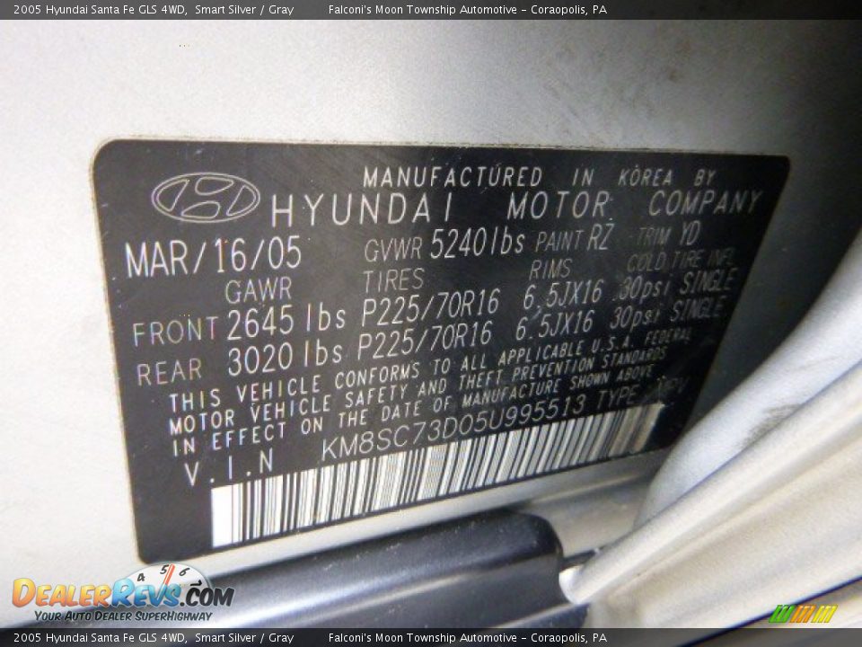 2005 Hyundai Santa Fe GLS 4WD Smart Silver / Gray Photo #24