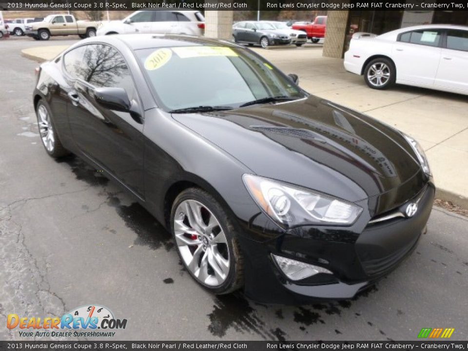 2013 Hyundai Genesis Coupe 3.8 R-Spec Black Noir Pearl / Red Leather/Red Cloth Photo #2