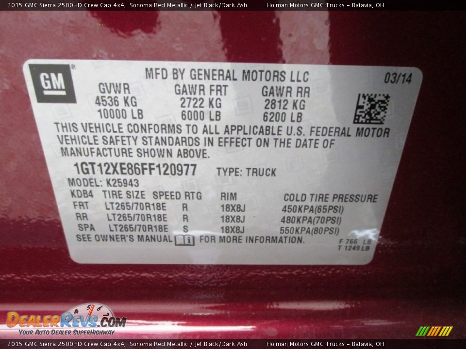 2015 GMC Sierra 2500HD Crew Cab 4x4 Sonoma Red Metallic / Jet Black/Dark Ash Photo #6