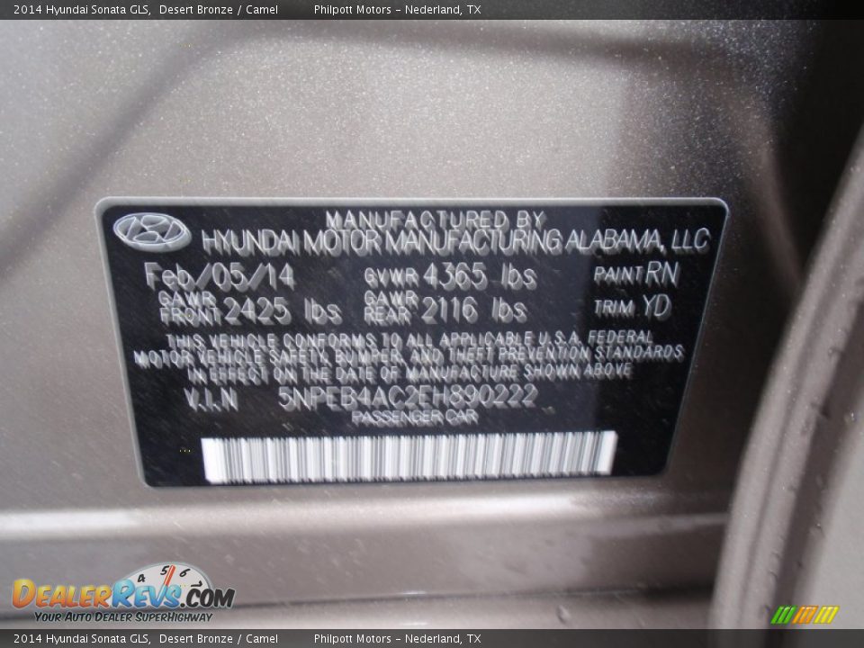 2014 Hyundai Sonata GLS Desert Bronze / Camel Photo #34