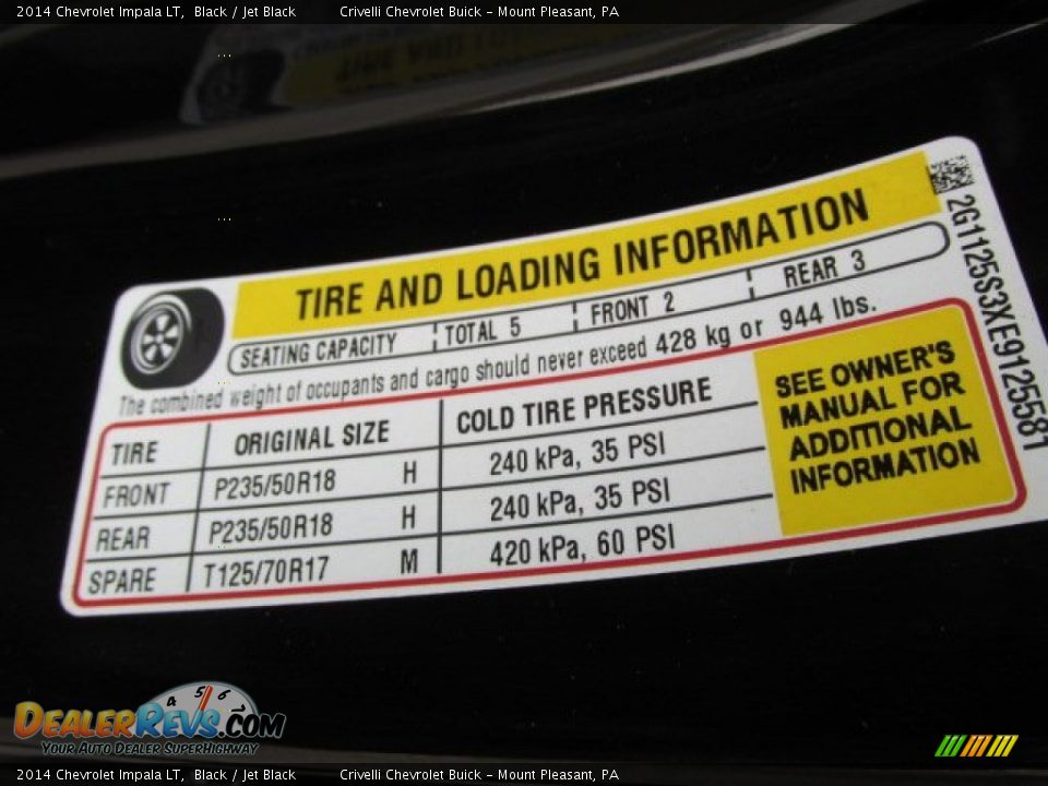 2014 Chevrolet Impala LT Black / Jet Black Photo #27