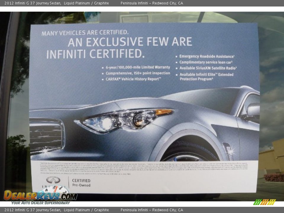 2012 Infiniti G 37 Journey Sedan Liquid Platinum / Graphite Photo #6
