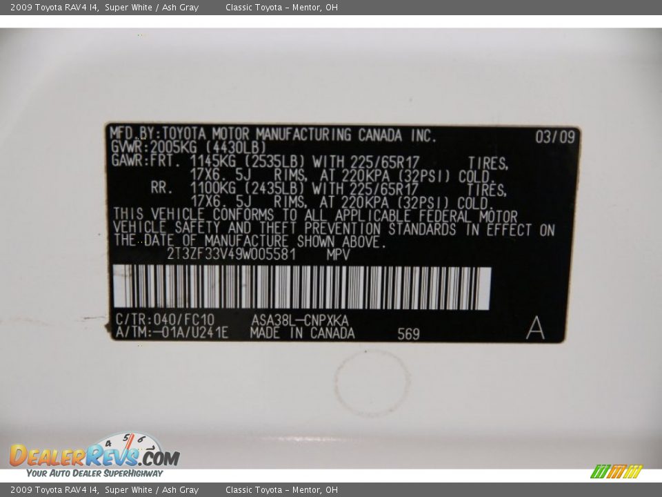 2009 Toyota RAV4 I4 Super White / Ash Gray Photo #19