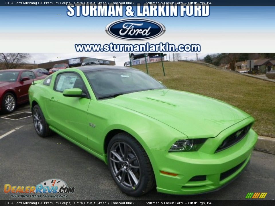 2014 Ford Mustang GT Premium Coupe Gotta Have it Green / Charcoal Black Photo #1