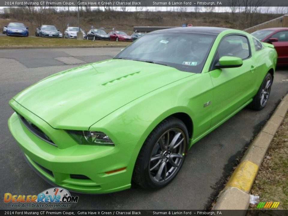 2014 Ford Mustang GT Premium Coupe Gotta Have it Green / Charcoal Black Photo #5