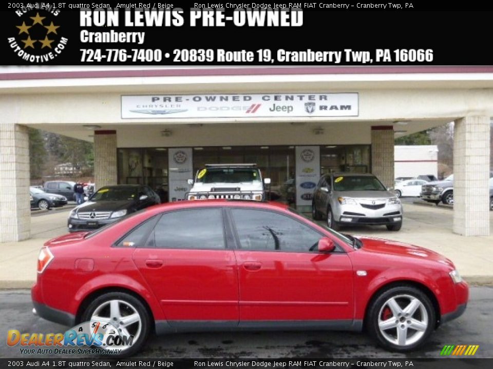 2003 Audi A4 1.8T quattro Sedan Amulet Red / Beige Photo #1
