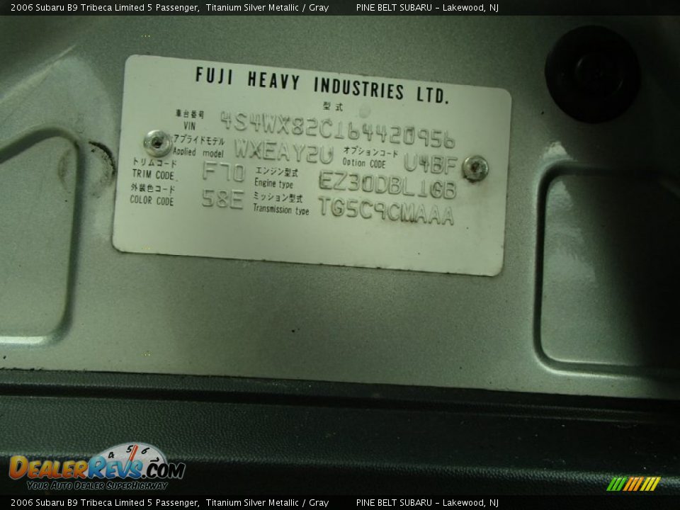 2006 Subaru B9 Tribeca Limited 5 Passenger Titanium Silver Metallic / Gray Photo #28