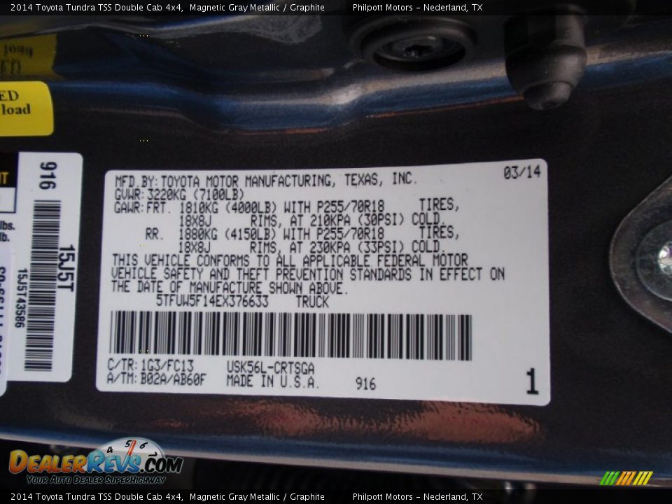 2014 Toyota Tundra TSS Double Cab 4x4 Magnetic Gray Metallic / Graphite Photo #35