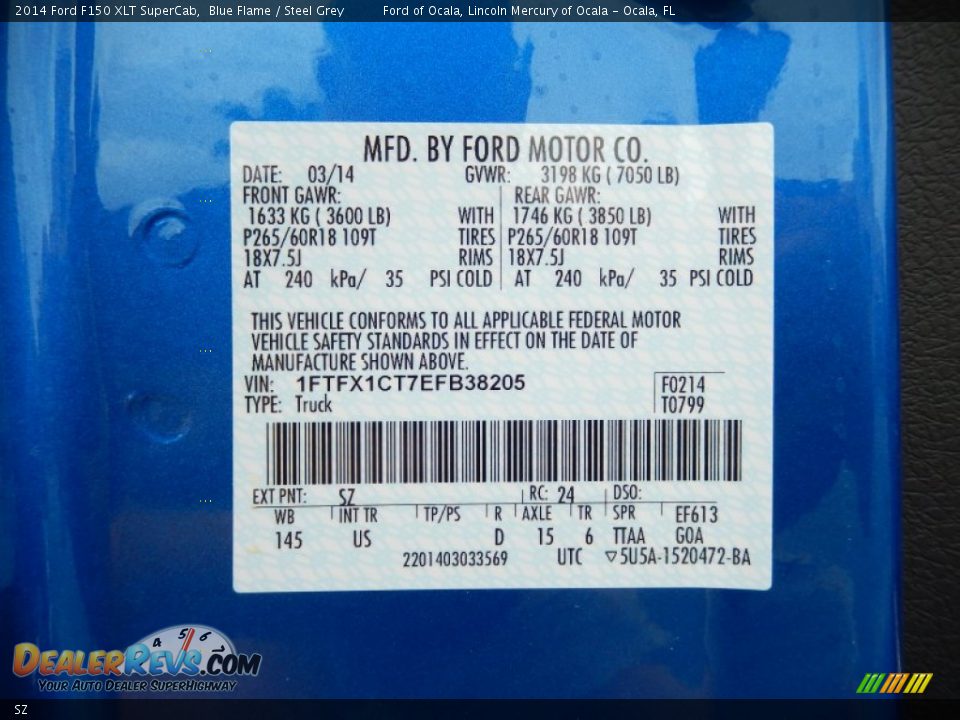 Ford Color Code SZ Blue Flame