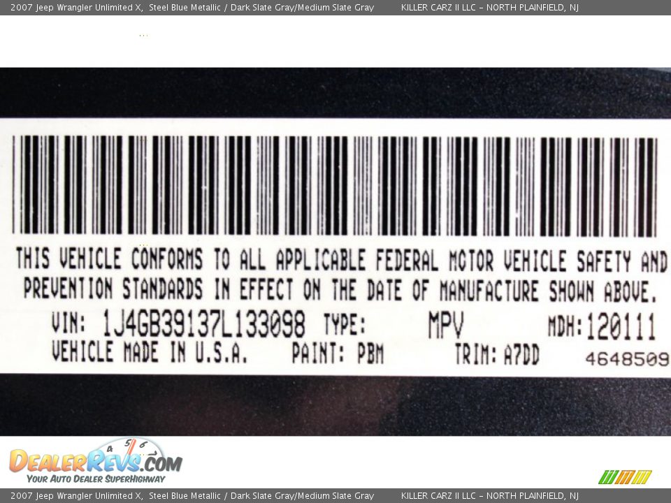 2007 Jeep Wrangler Unlimited X Steel Blue Metallic / Dark Slate Gray/Medium Slate Gray Photo #31