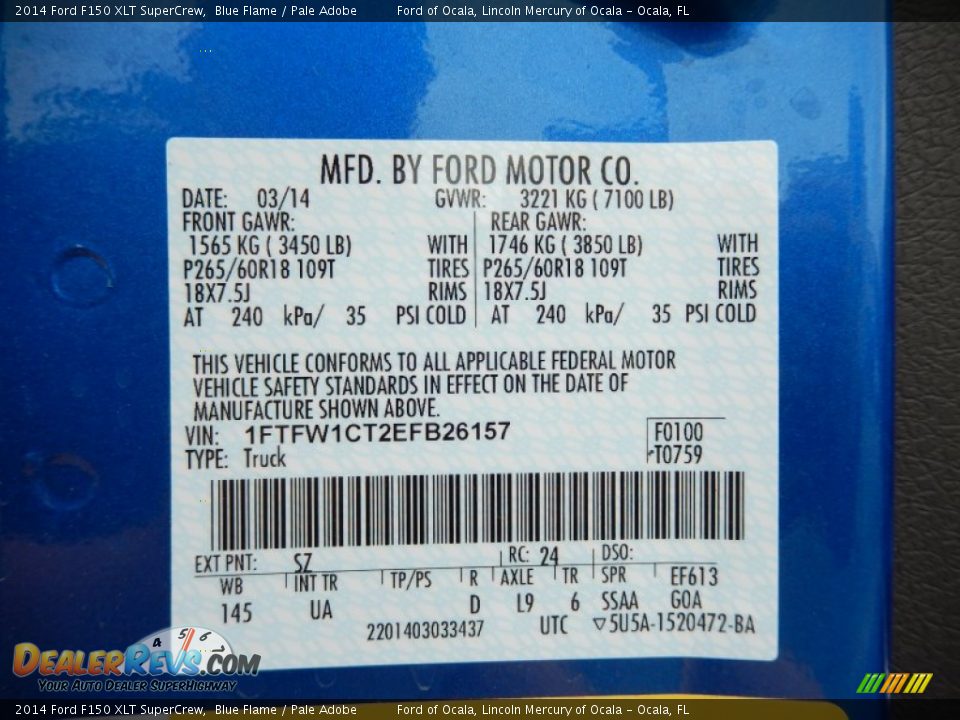 2014 Ford F150 XLT SuperCrew Blue Flame / Pale Adobe Photo #12