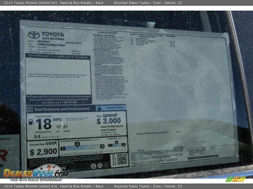 2014 Toyota 4Runner Limited 4x4 Nautical Blue Metallic / Black Photo #10