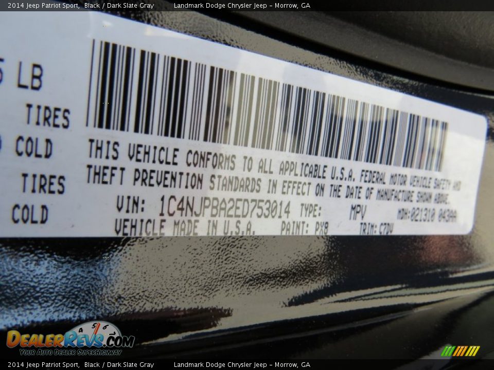 2014 Jeep Patriot Sport Black / Dark Slate Gray Photo #11