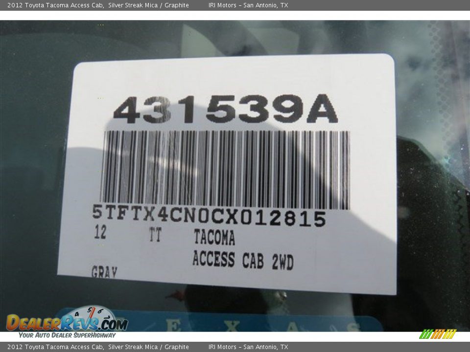 2012 Toyota Tacoma Access Cab Silver Streak Mica / Graphite Photo #18