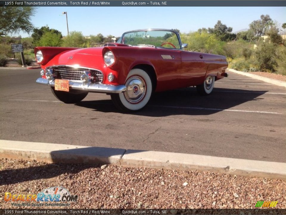 1955 Ford Thunderbird Convertible Torch Red / Red/White Photo #2