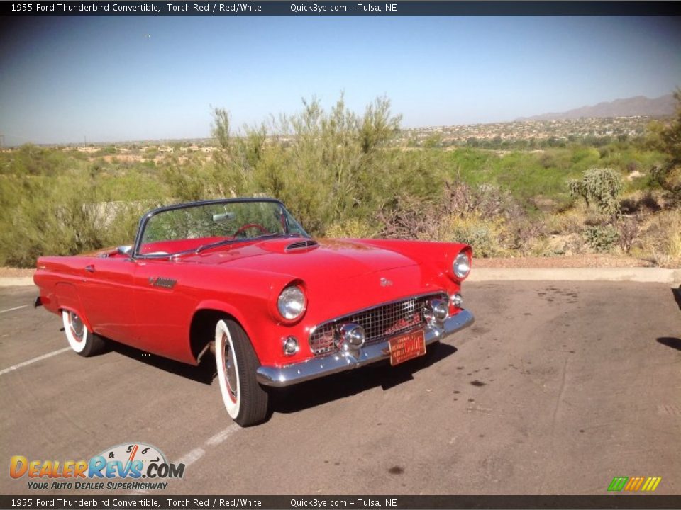 1955 Ford Thunderbird Convertible Torch Red / Red/White Photo #4