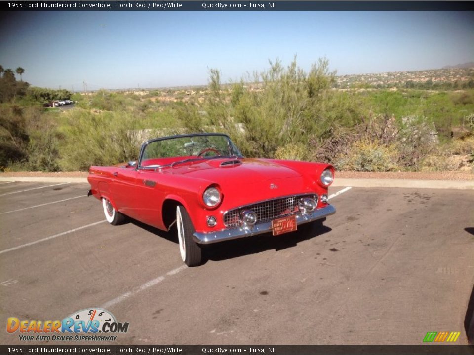 1955 Ford Thunderbird Convertible Torch Red / Red/White Photo #5