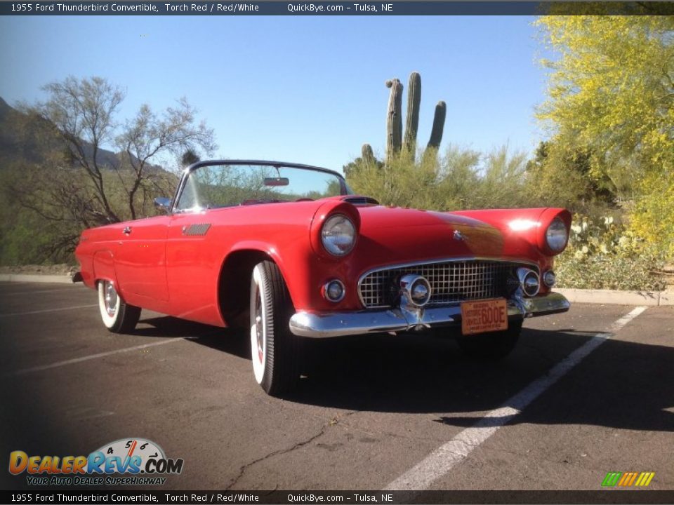 1955 Ford Thunderbird Convertible Torch Red / Red/White Photo #6