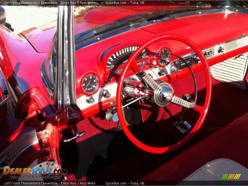 1955 Ford Thunderbird Convertible Torch Red / Red/White Photo #10