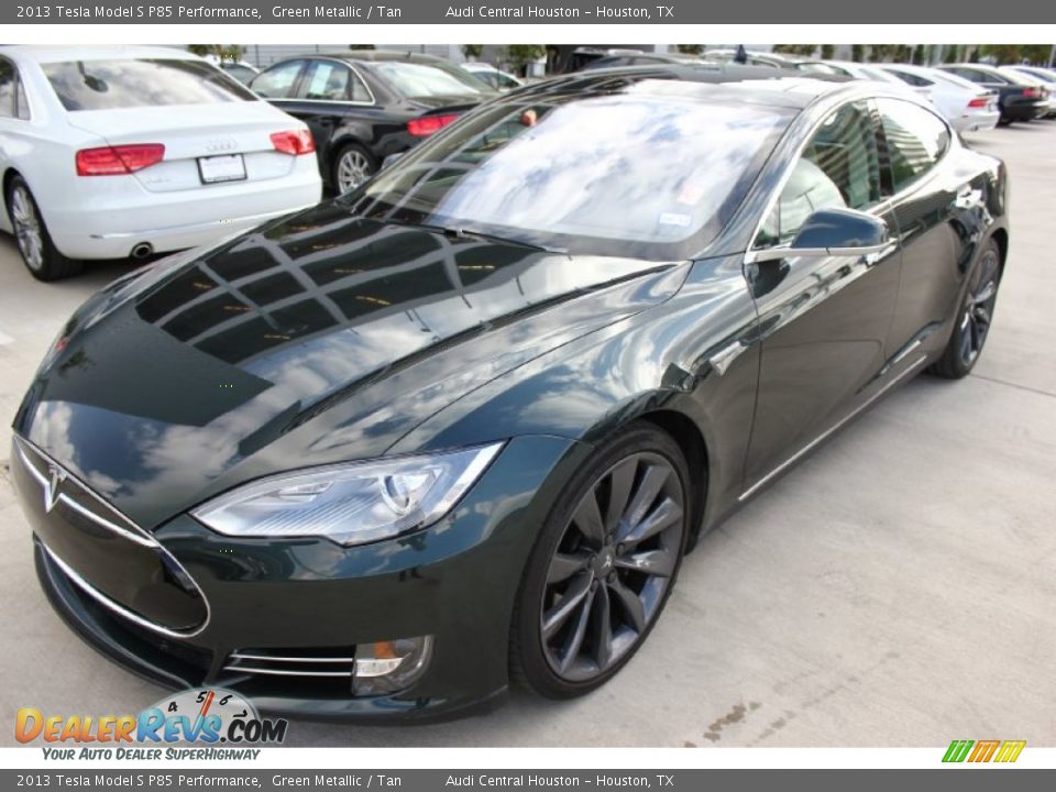 Green Metallic 2013 Tesla Model S P85 Performance Photo #3