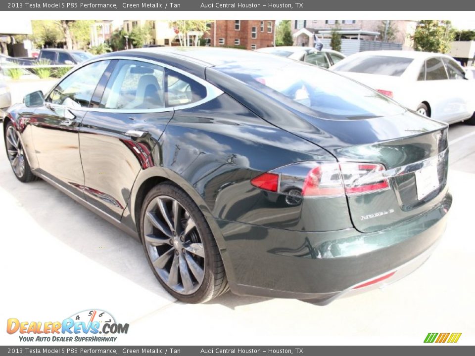 2013 Tesla Model S P85 Performance Green Metallic / Tan Photo #7
