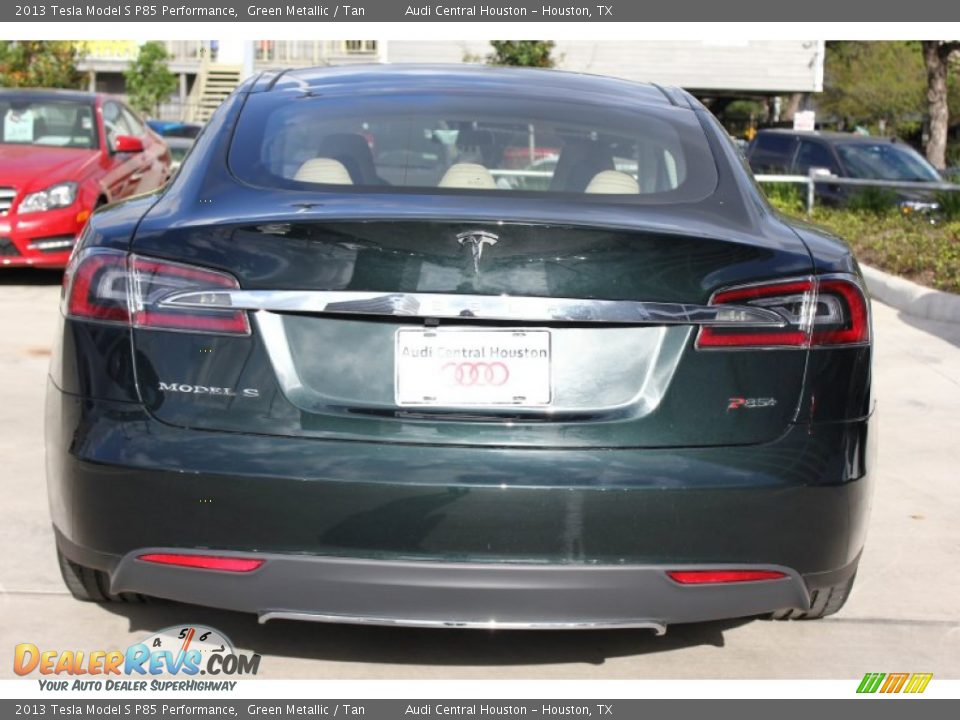 2013 Tesla Model S P85 Performance Green Metallic / Tan Photo #8