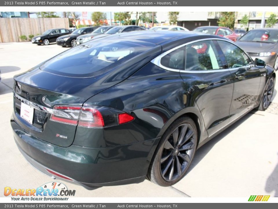 2013 Tesla Model S P85 Performance Green Metallic / Tan Photo #9