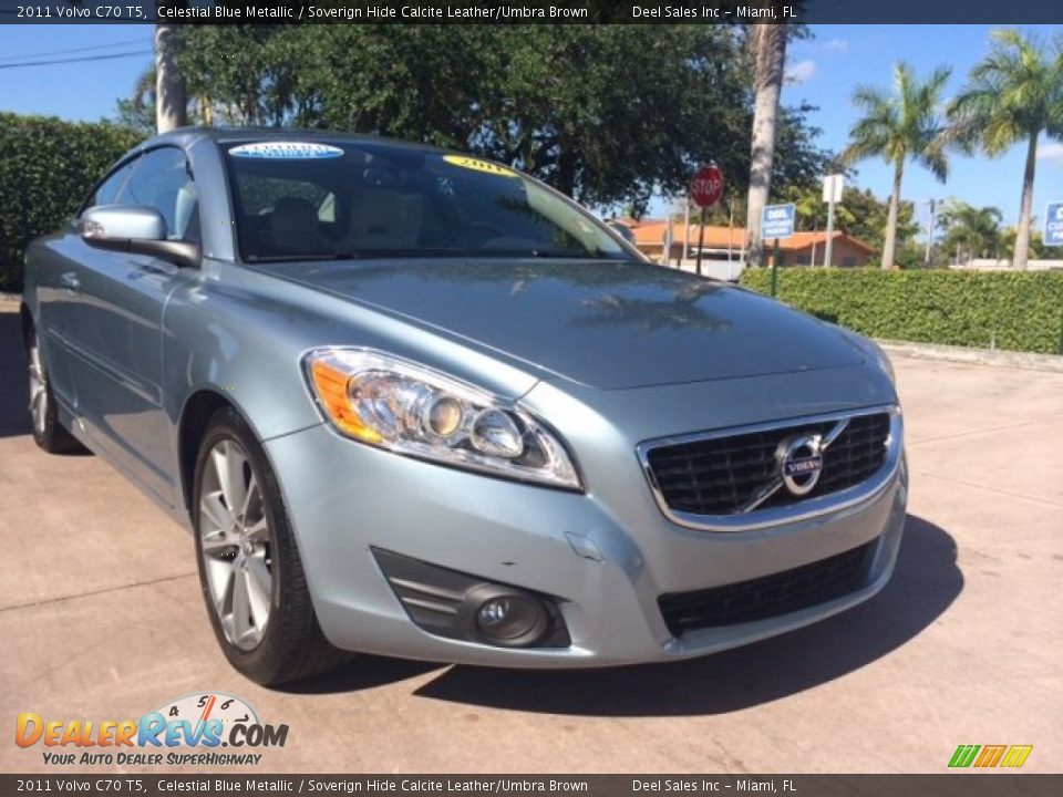 2011 Volvo C70 T5 Celestial Blue Metallic / Soverign Hide Calcite Leather/Umbra Brown Photo #7