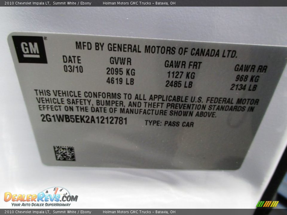 2010 Chevrolet Impala LT Summit White / Ebony Photo #5