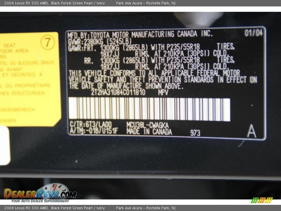 2004 Lexus RX 330 AWD Black Forest Green Pearl / Ivory Photo #32