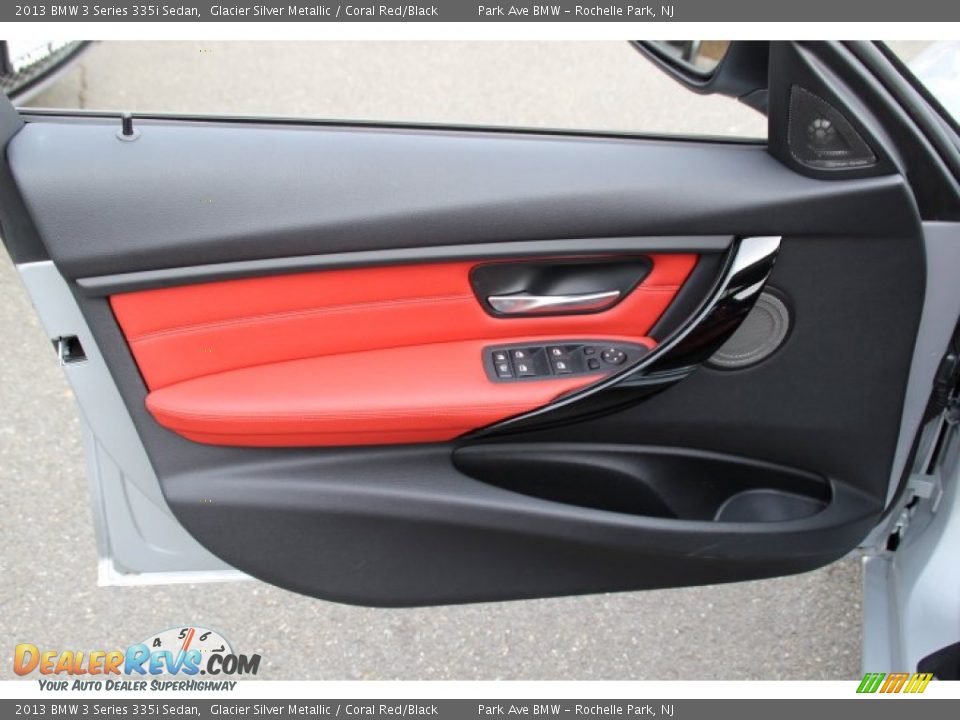 2013 BMW 3 Series 335i Sedan Glacier Silver Metallic / Coral Red/Black Photo #9