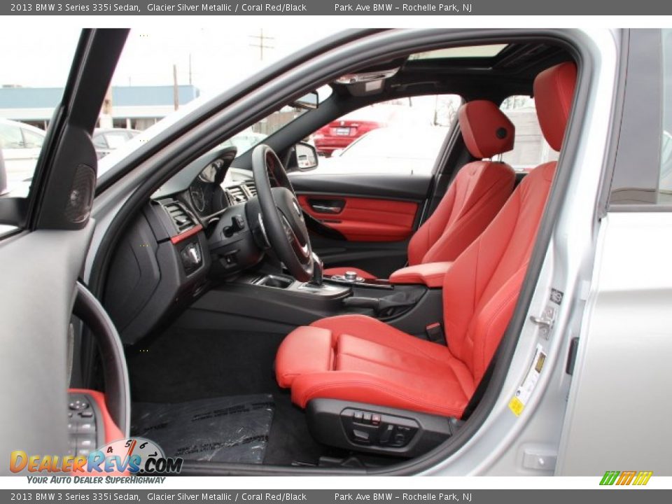 2013 BMW 3 Series 335i Sedan Glacier Silver Metallic / Coral Red/Black Photo #11