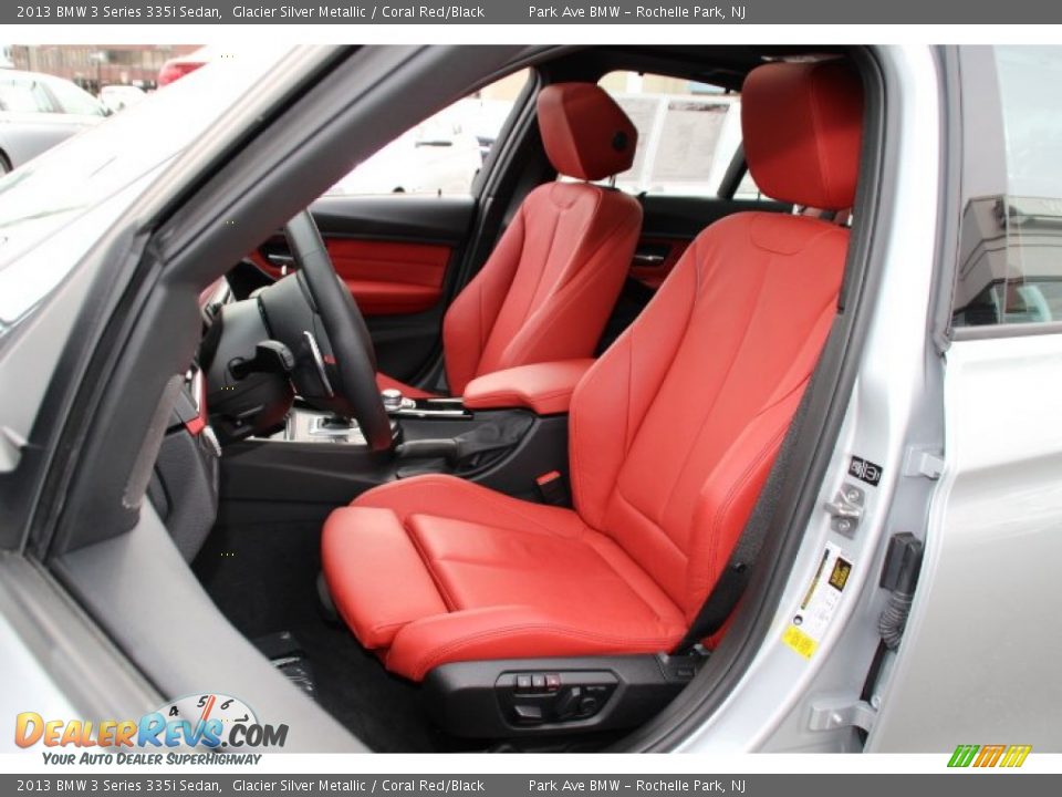 2013 BMW 3 Series 335i Sedan Glacier Silver Metallic / Coral Red/Black Photo #12
