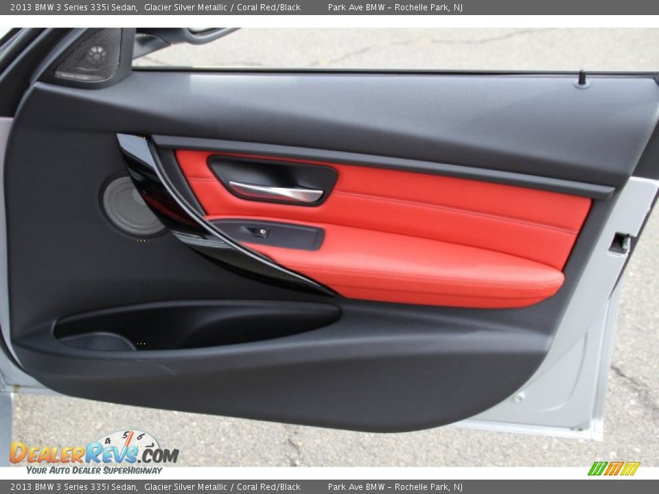 2013 BMW 3 Series 335i Sedan Glacier Silver Metallic / Coral Red/Black Photo #26
