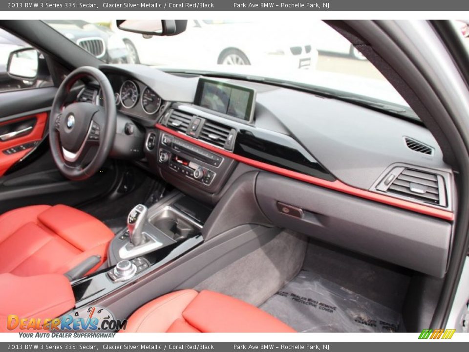 2013 BMW 3 Series 335i Sedan Glacier Silver Metallic / Coral Red/Black Photo #27