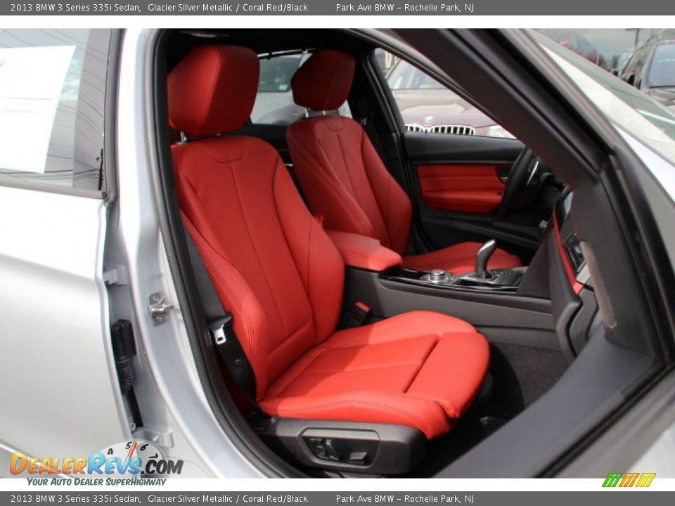 2013 BMW 3 Series 335i Sedan Glacier Silver Metallic / Coral Red/Black Photo #29