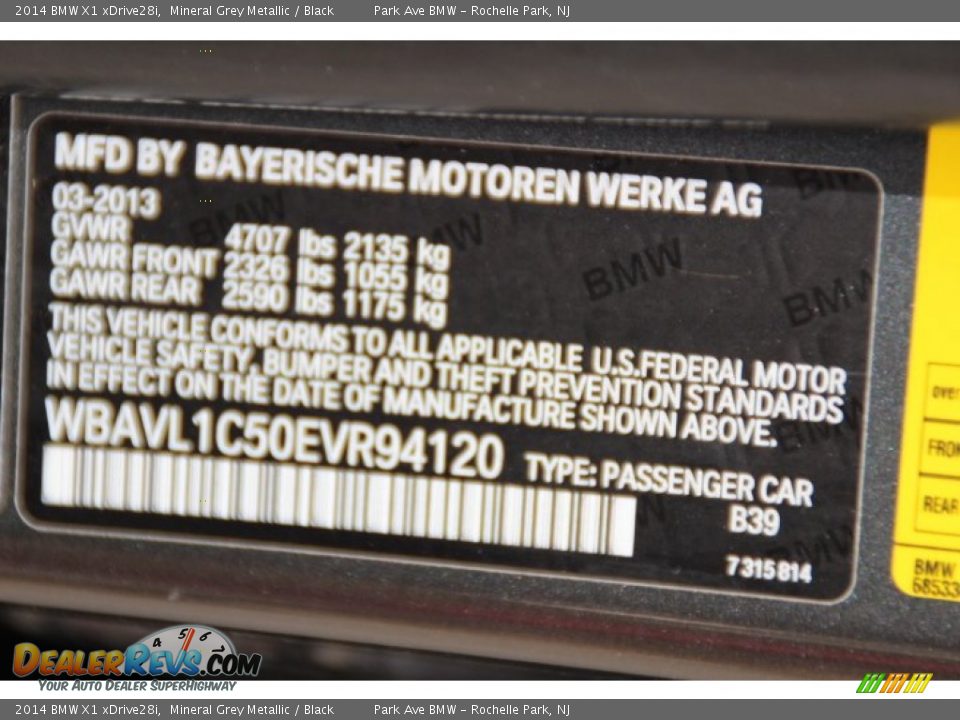 2014 BMW X1 xDrive28i Mineral Grey Metallic / Black Photo #33