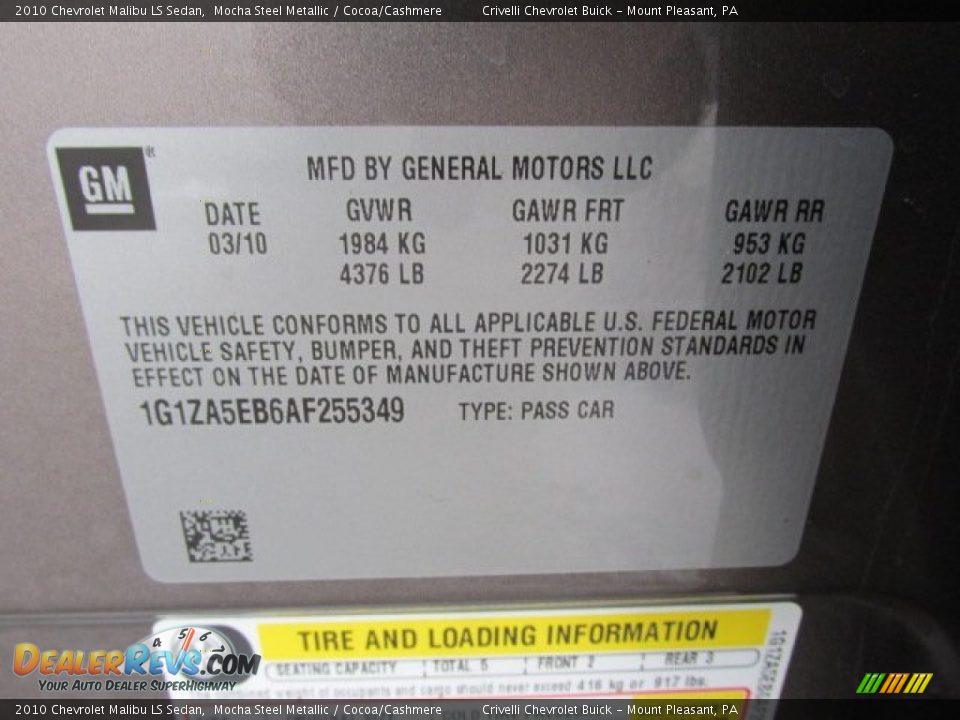 2010 Chevrolet Malibu LS Sedan Mocha Steel Metallic / Cocoa/Cashmere Photo #28